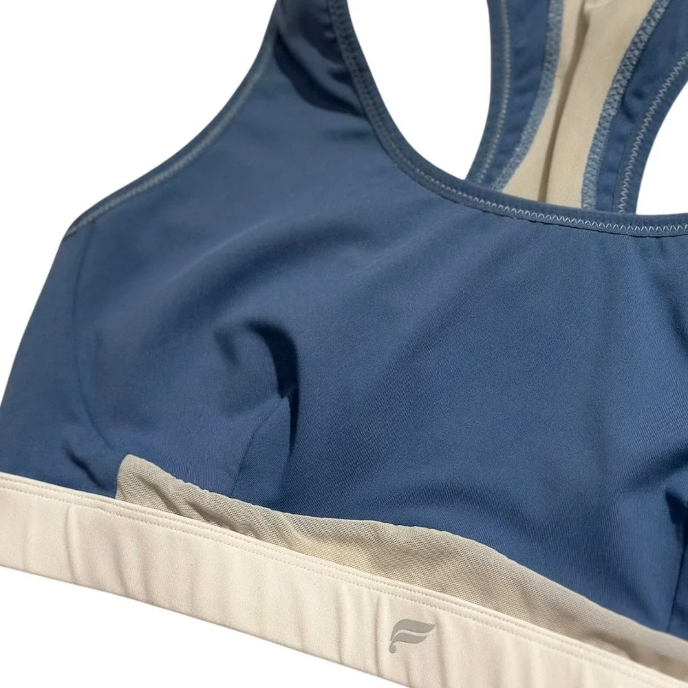 Fabletics Belle Racerback High-Impact Sports Bra Elemental Blue & White Athletic